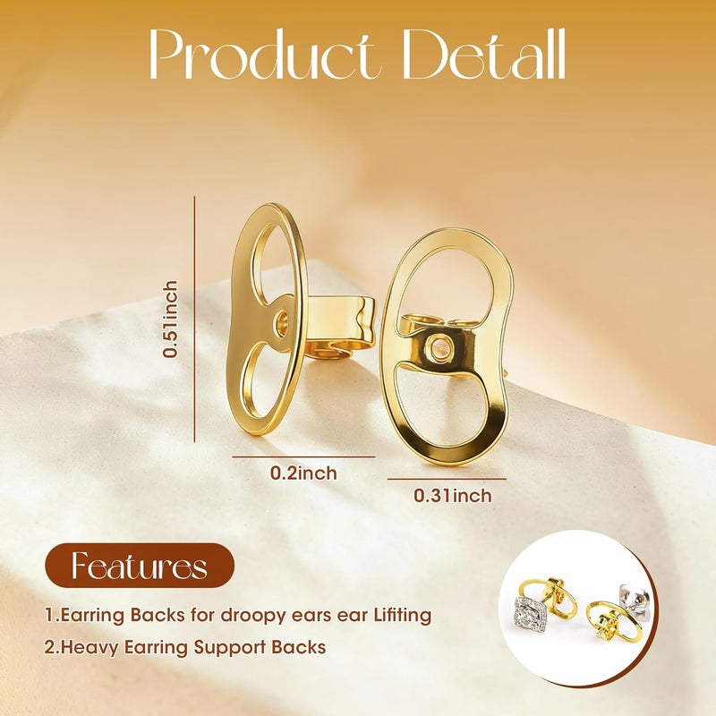 Goffing Earring Backs Replacements for Droopy Ears, Heavy Earrings Lifters, Locking Ear Support for Sensetive Skin, 8 Pairs - Image 5
